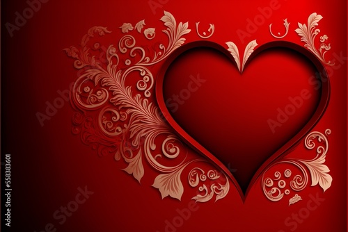 Patterned red hearts on red background  valentine s day. Generative AI