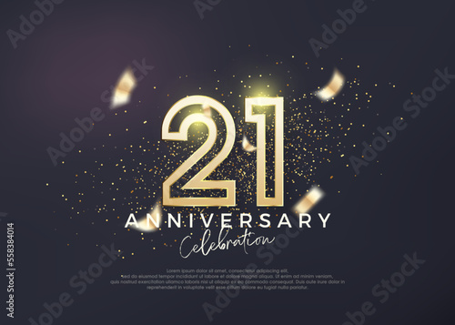Gold line design for 21st anniversary celebration.
