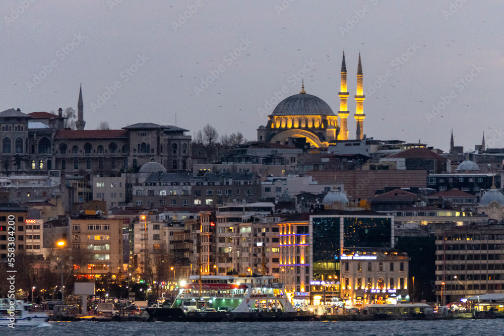 Night View of Istanbul Famous Mosque