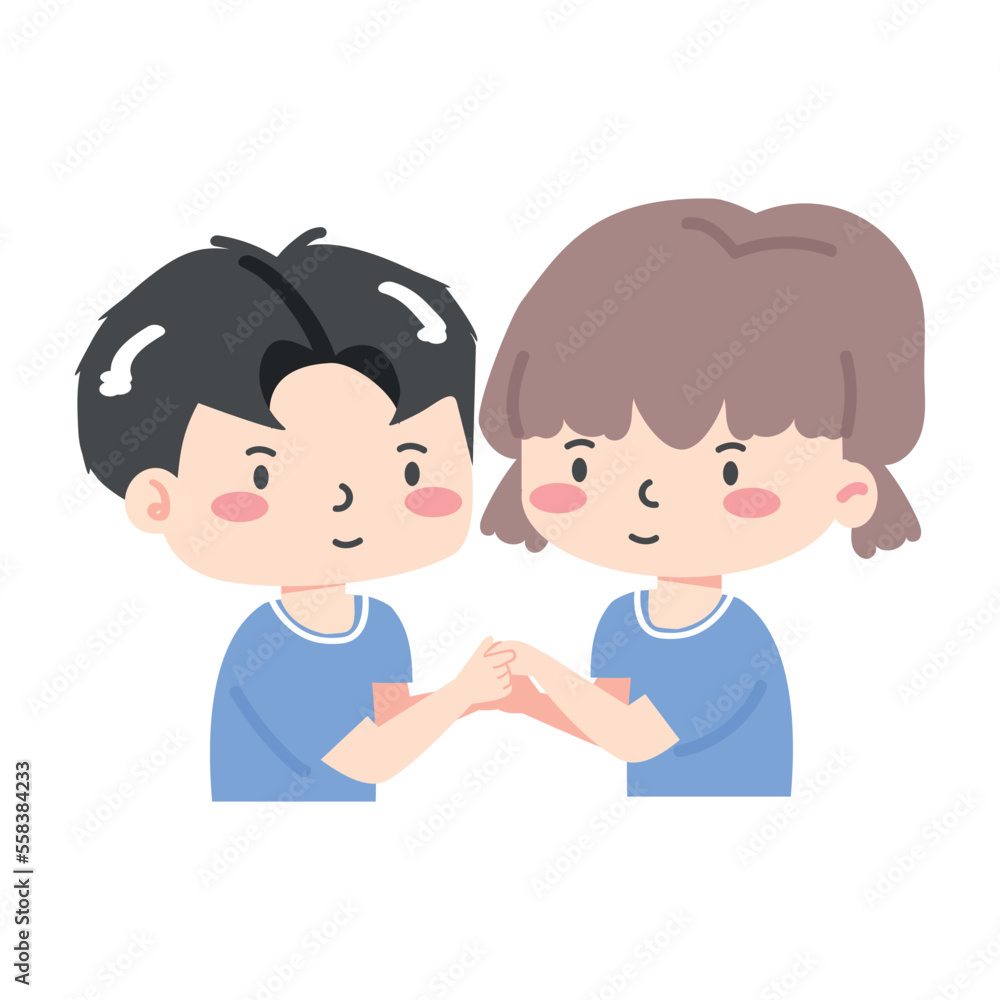Happy boy and girl Doing Promise Happy boy and girl Doing Promise