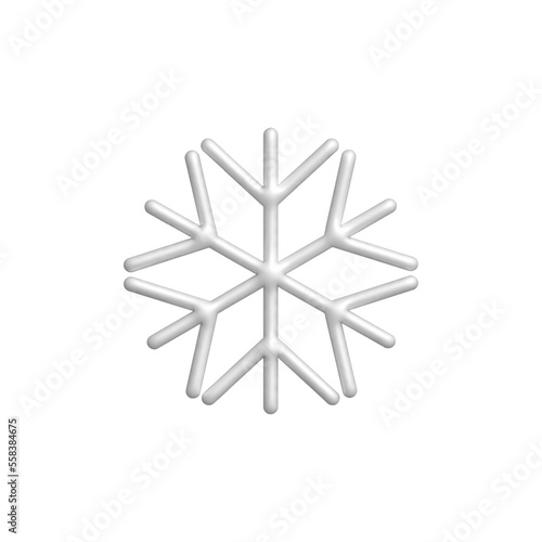 White snowflake. Vector 3d illustration