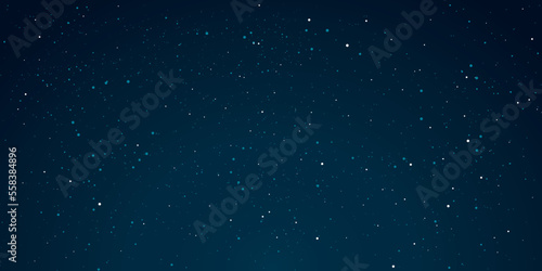 Starry with universe background. Beautiful blue night sky with moon vector illustration.