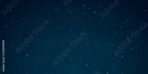 Starry with universe background. Beautiful blue night sky with moon vector illustration.