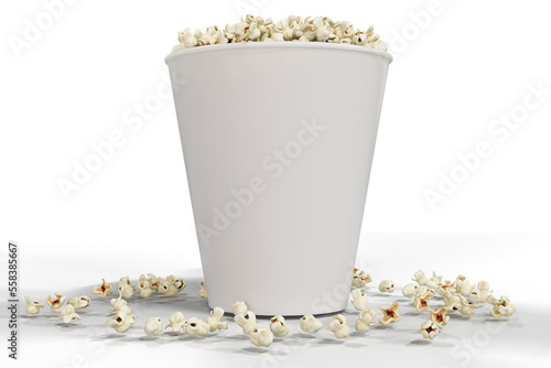 Bucket popcorn transparent background high quality details - 3d rendering