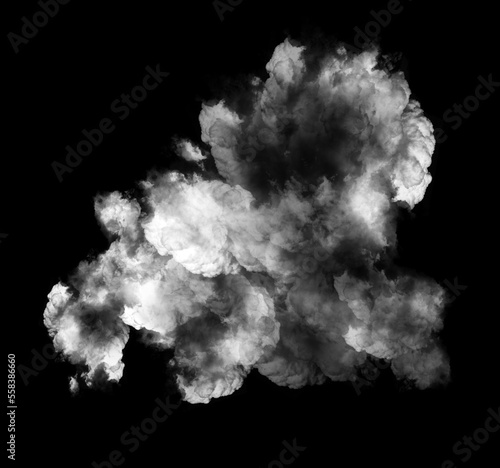 Abstract white puffs of smoke swirls overlay on black background pollution. Royalty high-quality free stock photo image of abstract smoke overlays on black background. White smoke explosion