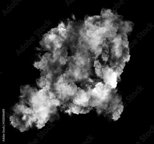 Abstract white puffs of smoke swirls overlay on black background pollution. Royalty high-quality free stock photo image of abstract smoke overlays on black background. White smoke explosion