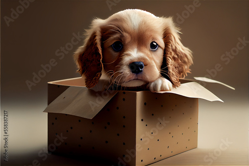Cute small dog inside a pre...