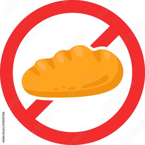 Allergen food flat icon Ban to bread