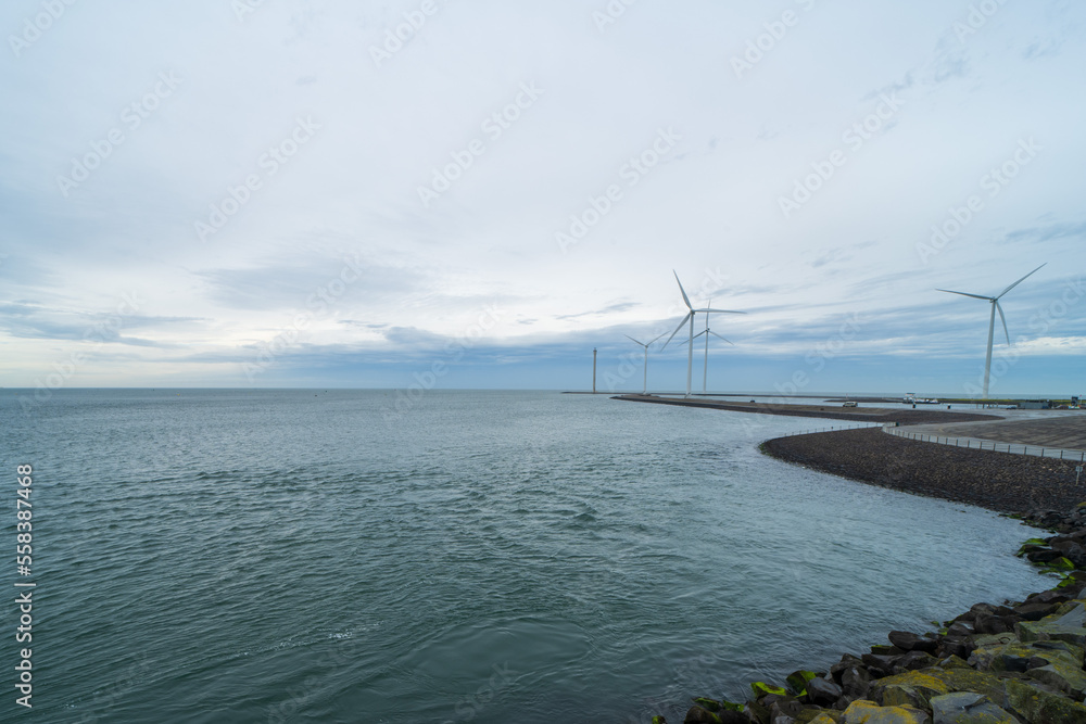 Windturbines at Neeltje Jans island, The Netherlands Windturbines at Neeltje Jans island, The Netherlands