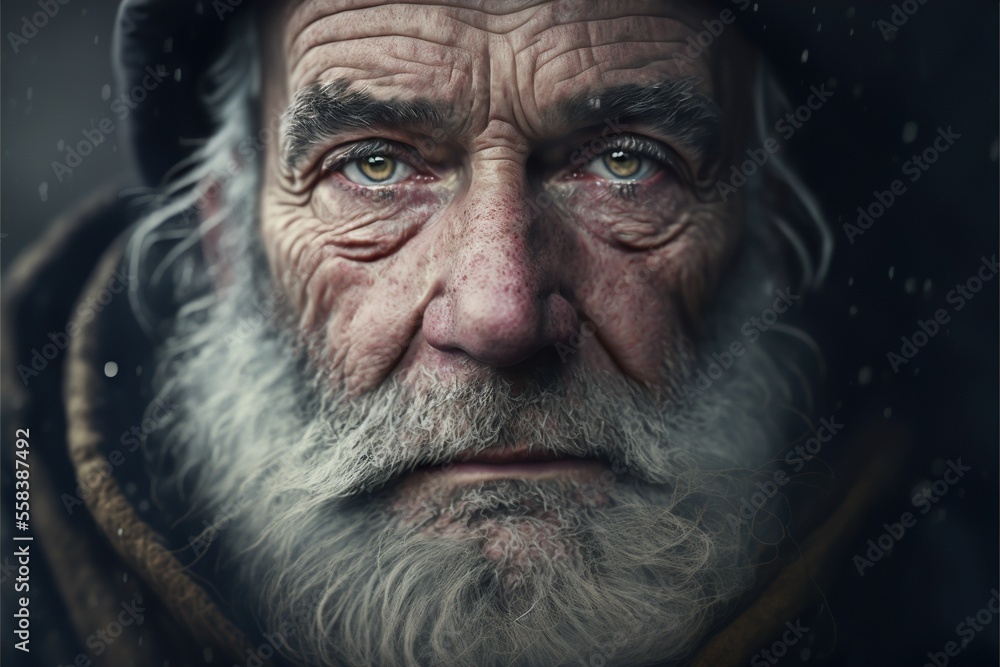 Old wise man with white beard, grandfather, generative ai ilustración de  Stock | Adobe Stock