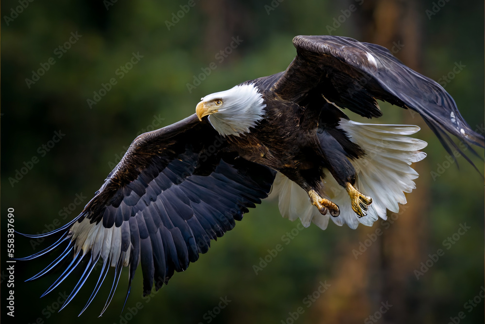 Proud American Eagle in flight. AI generated Proud American Eagle in flight. AI generated