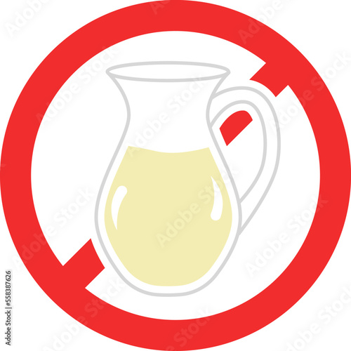 Allergen food flat icon Ban to diary products