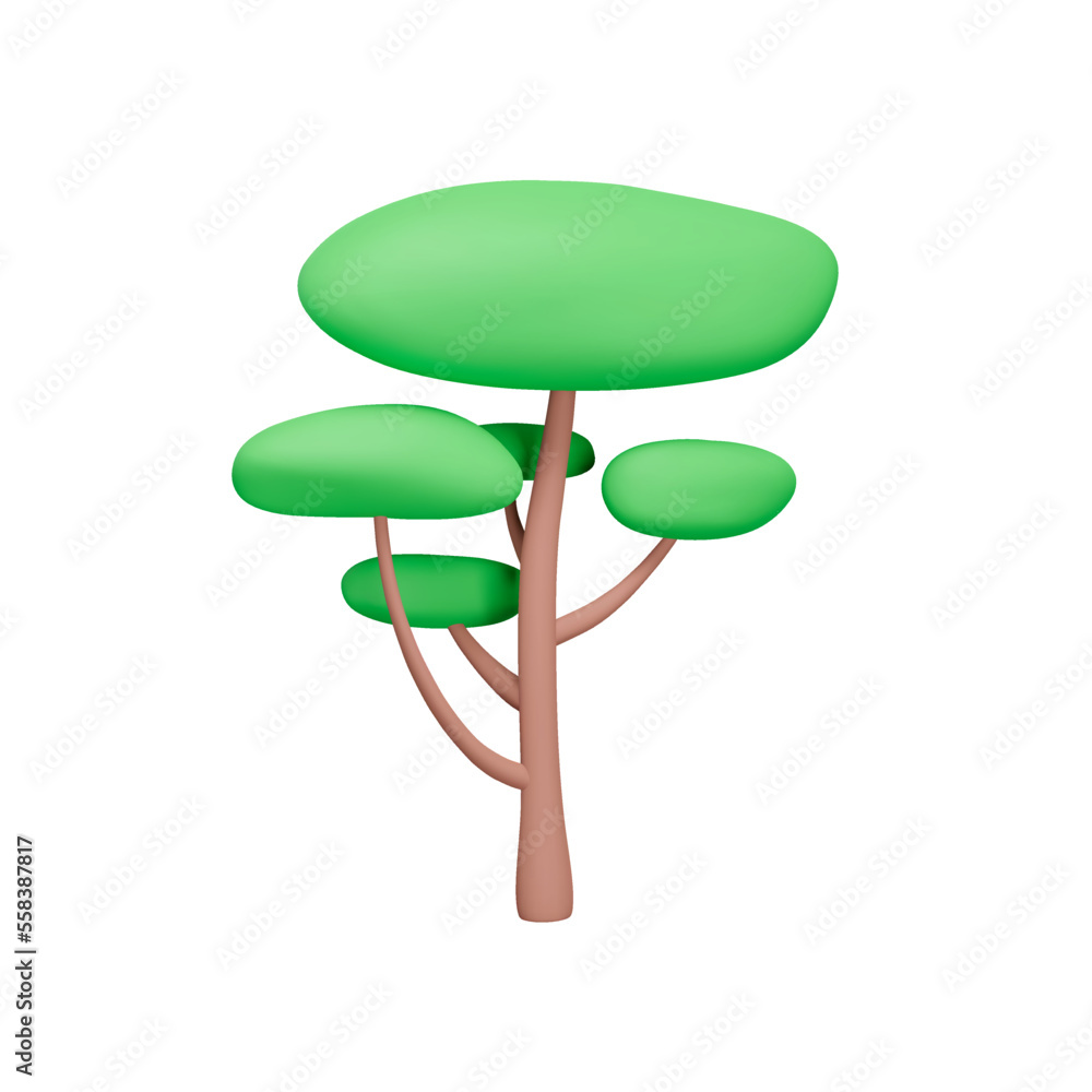 tree with branches and green leaves. Isolated 3d object on a transparent background tree with branches and green leaves. Isolated 3d object on a transparent background