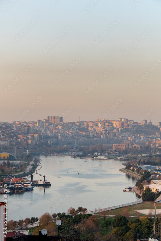 Rowing in the Golden Horn Water, Istanbul, Turkey