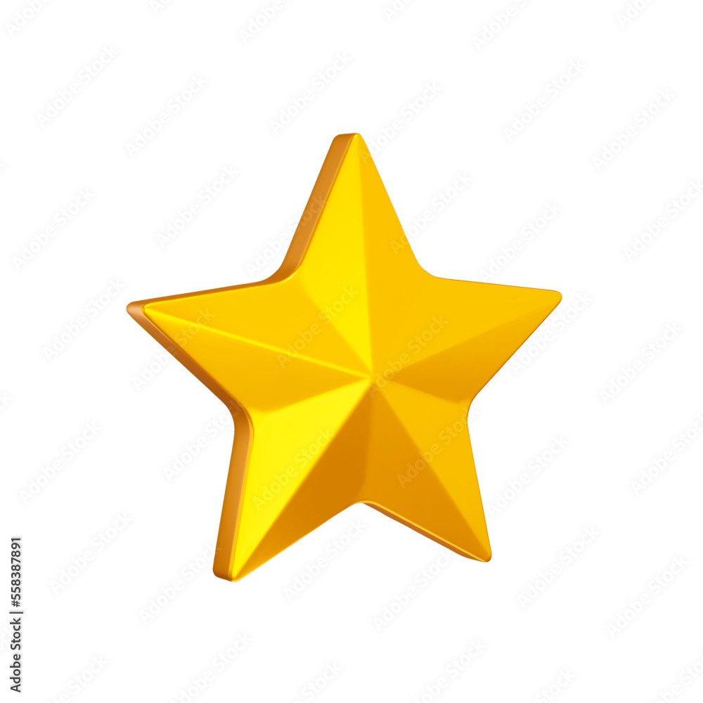 Obraz premium Gold Star 3d icon. Five-pointed gold star. Isolated object on a transparent background
