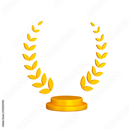 Reward with a wreath. Isolated 3d object on a transparent background