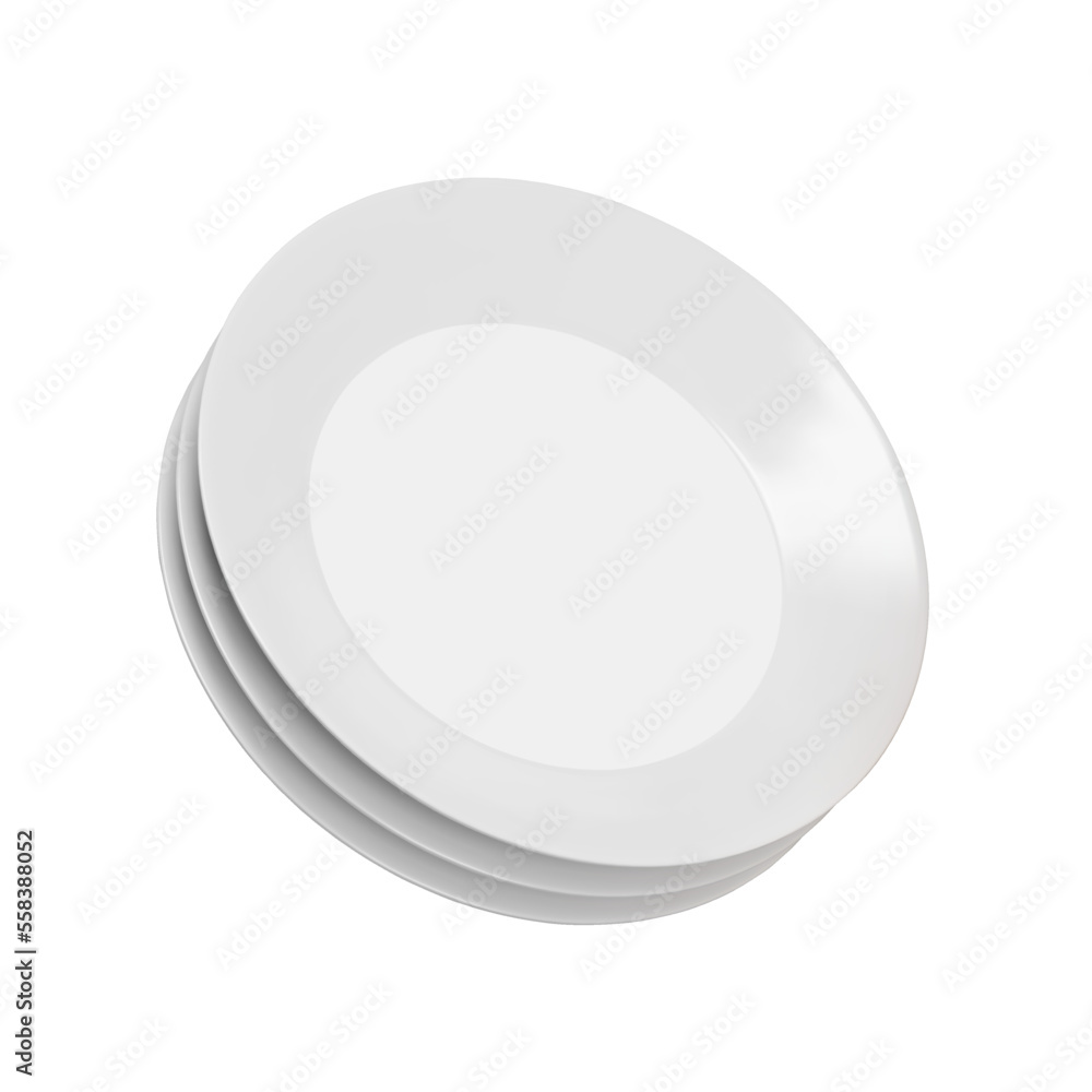 Plates 3d icon. Tableware. Isolated object on a transparent background Plates 3d icon. Tableware. Isolated object on a transparent background