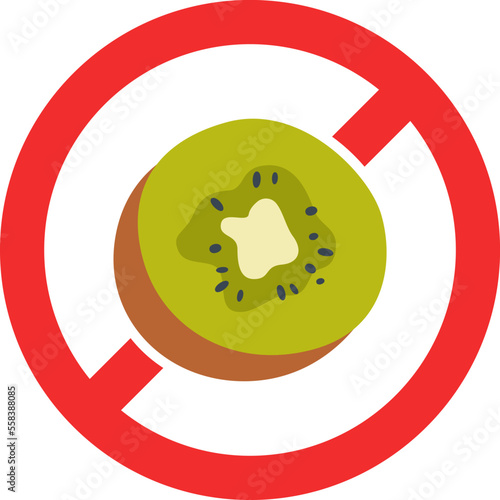 Allergen food flat icon Ban to kiwi