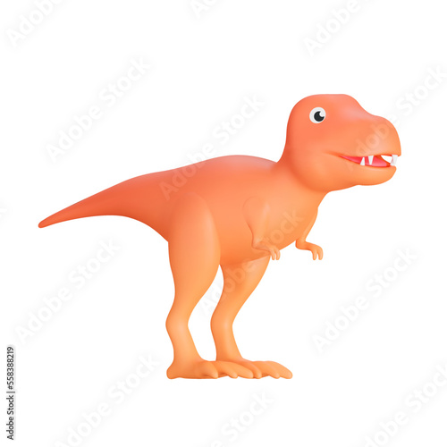 Tyrannosaurus 3d icon. Dinosaur Rex, T-Rex. Cute cartoon-style character. Isolated object on a transparent background