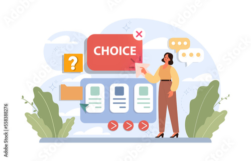 Choice concept. Difficult decision-making, success or failure.