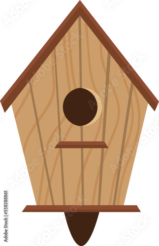 Vintage wooden birdhouse flat icon Feeder for birds