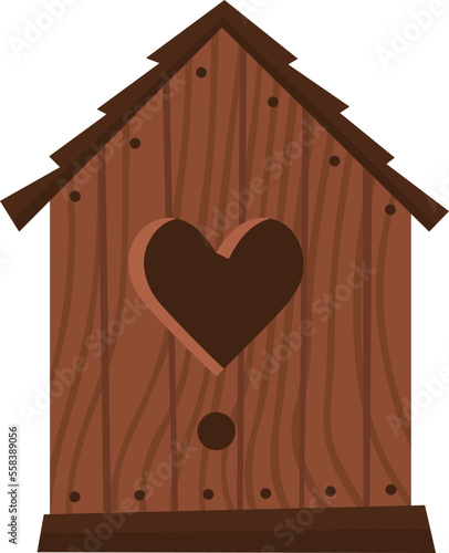 Vintage wooden birdhouse flat icon Feeder for birds