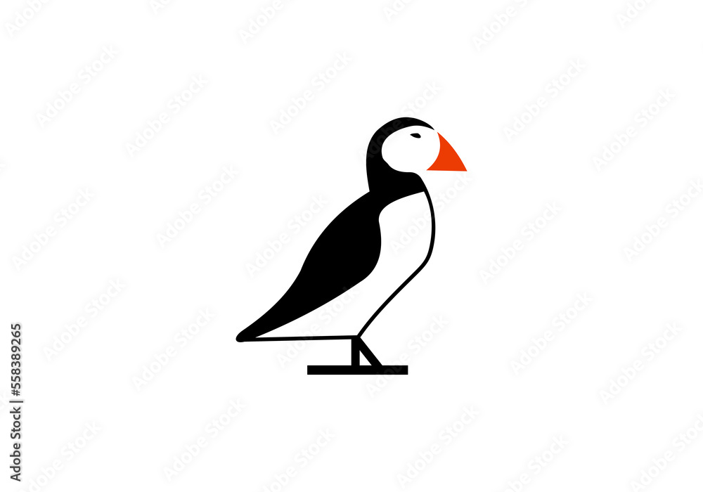 Obraz premium Simple Puffin Logo Design Vector 