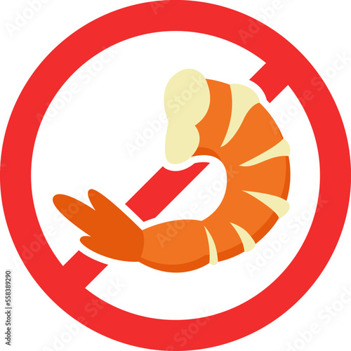 Allergen food flat icon Ban to shrimp