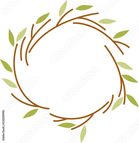Wreath of tree twigs flat icon