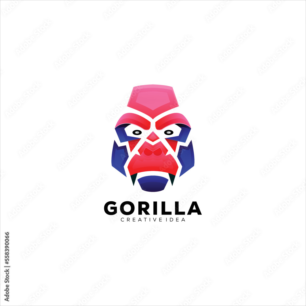 Gorilla design logo template colorful