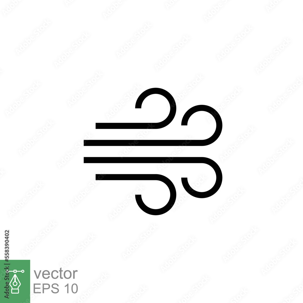 Wind icon. Simple flat style. Air blow, windy, ocean cloud, wind speed, meteorology concept. Solid symbol. Vector illustration design isolated on white background. EPS 10 Wind icon. Simple flat style. Air blow, windy, ocean cloud, wind speed, meteorology concept. Solid symbol. Vector illustration design isolated on white background. EPS 10