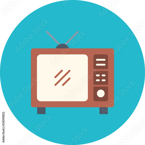 Television Multicolor Circle Flat Icon