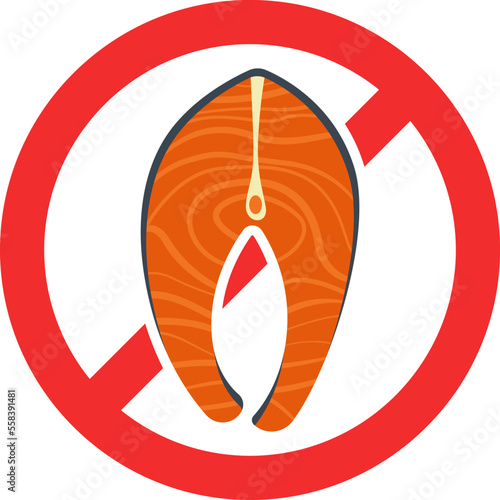 Allergen food flat icon Ban to salmon