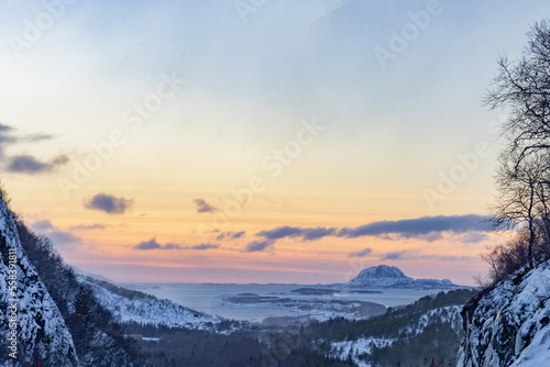 Sunrise in the mountains Torghatten,Helgeland,Norway,Europe © Gunnar E Nilsen