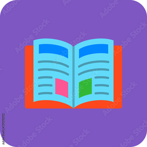 Magazine Multicolor Round Corner Flat Icon