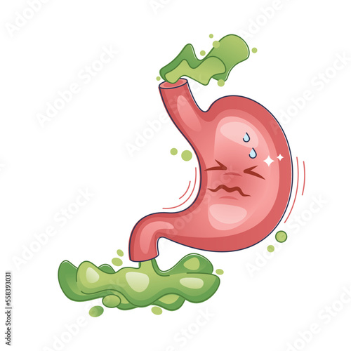 Flatulence as medical digestion problem with excessive gas buildup outline concept. Gastric system illness with chronic farting symptom vector illustration. Stomach disease and health discomfort.