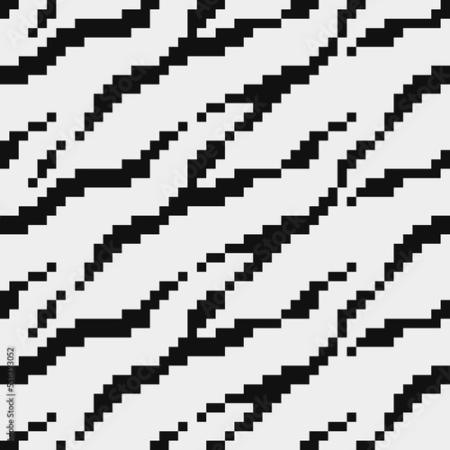 Animal abstract seamless fashion trend pattern fabric texture, black and white pattern, pixel art vector monochrome illustration. Design for web and mobile app.