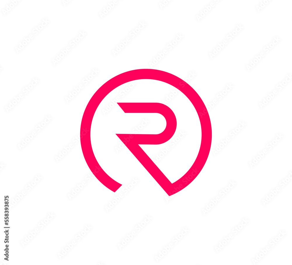 Continuous line in the circle, modern letter r logo. Futuristic corporate identity logo, company graphic design. Continuous line in the circle, modern letter r logo. Futuristic corporate identity logo, company graphic design.