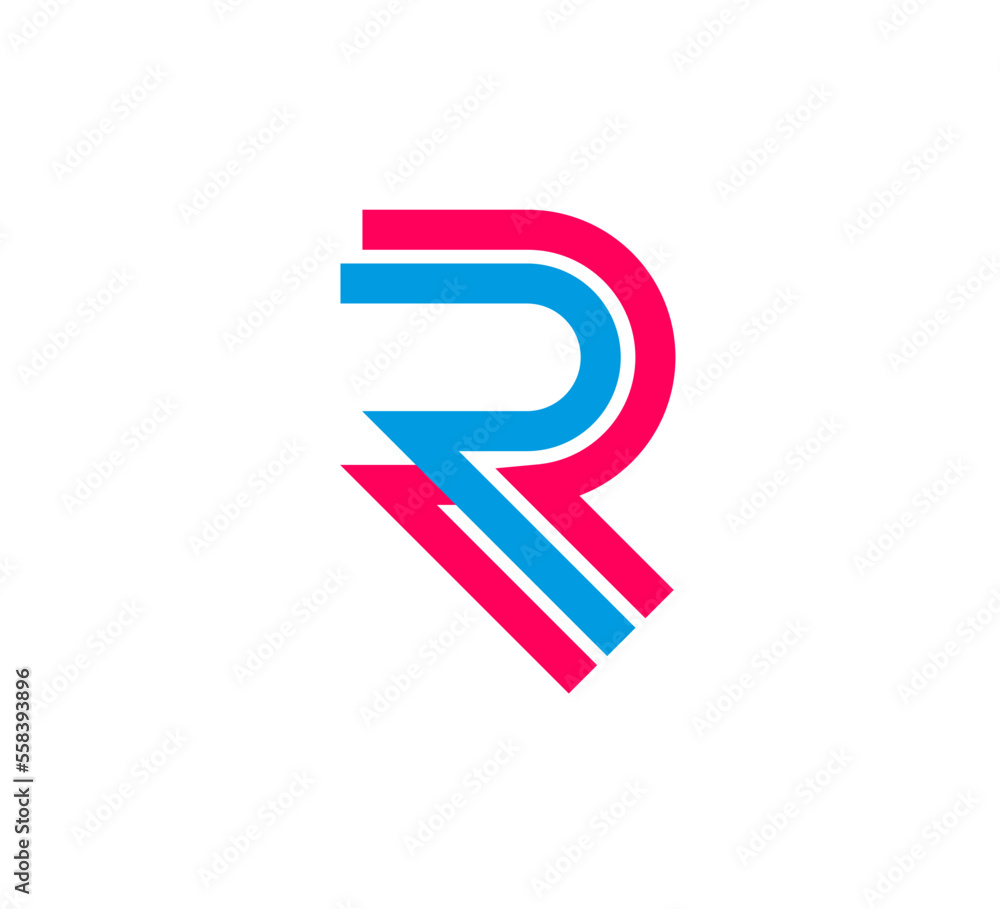 Cutout and linear modern letter r logo. Futuristic corporate identity logo, company graphic design. Cutout and linear modern letter r logo. Futuristic corporate identity logo, company graphic design.
