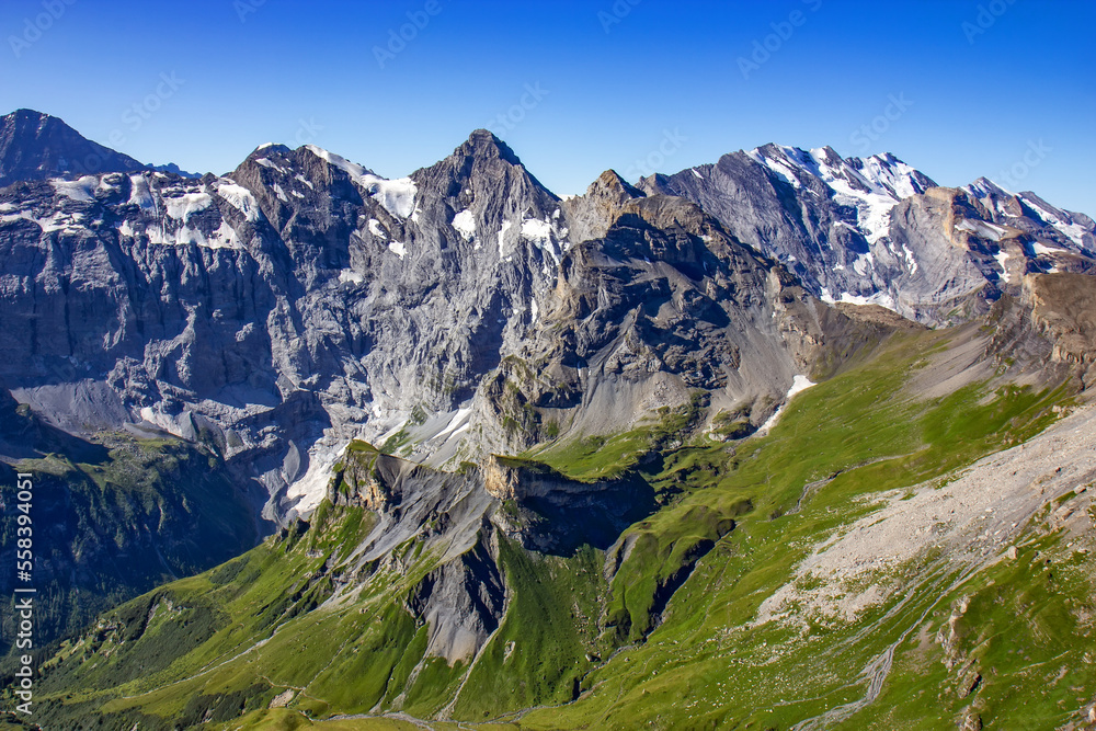 View on the Jungfrau Swiss Alps and glacier View on the Jungfrau Swiss Alps and glacier