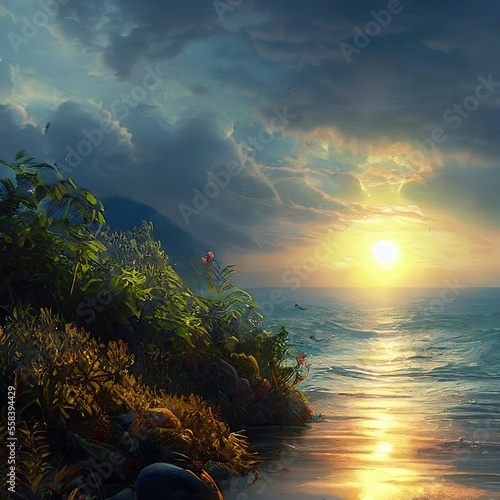 sea at sunset © DK