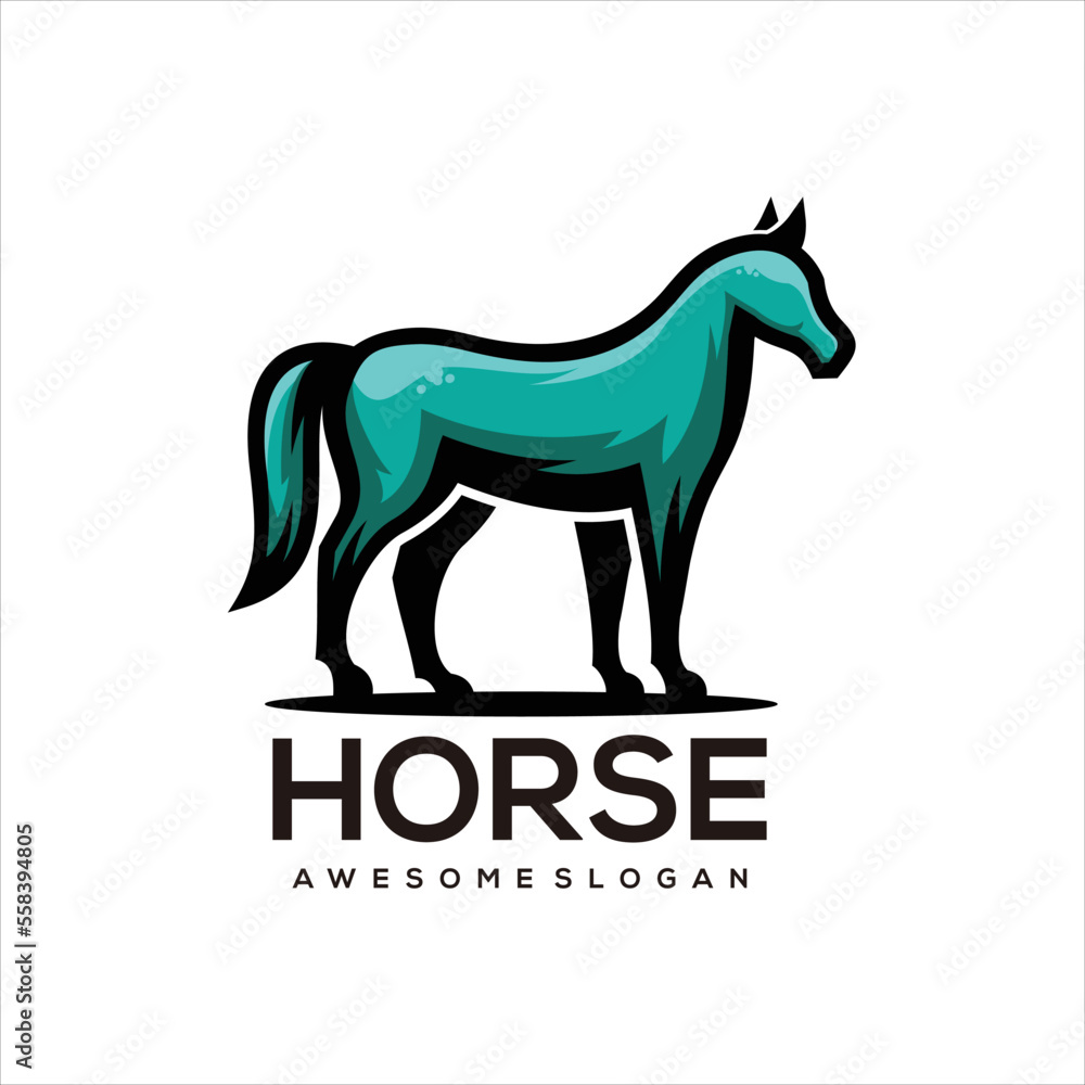 horse illustration logo design