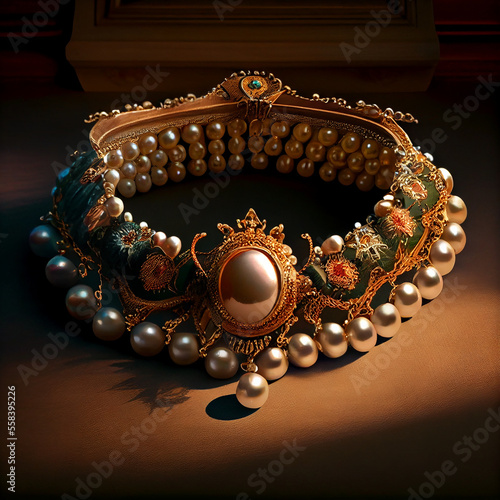 Magnificent pearl necklace ai art