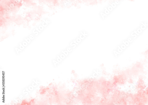 ふわふわしたパステルピンクの水彩風フレーム素材 © imori