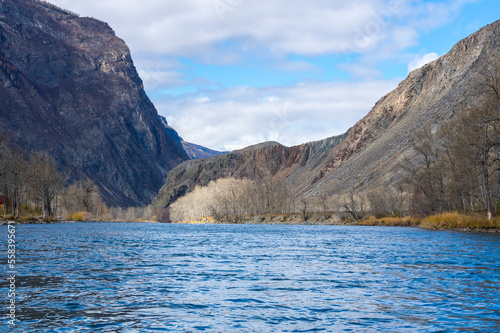 View of Chulyshman river in Altay mountains in the autumn