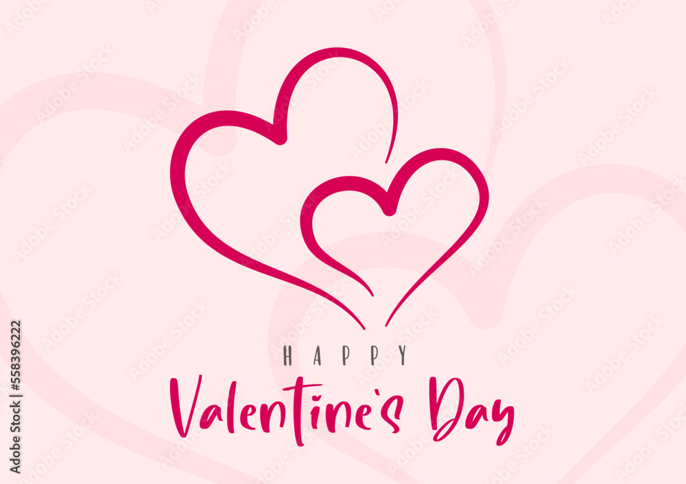 Happy Valentine's Day lettering and hearts. Card template. Vector illustration