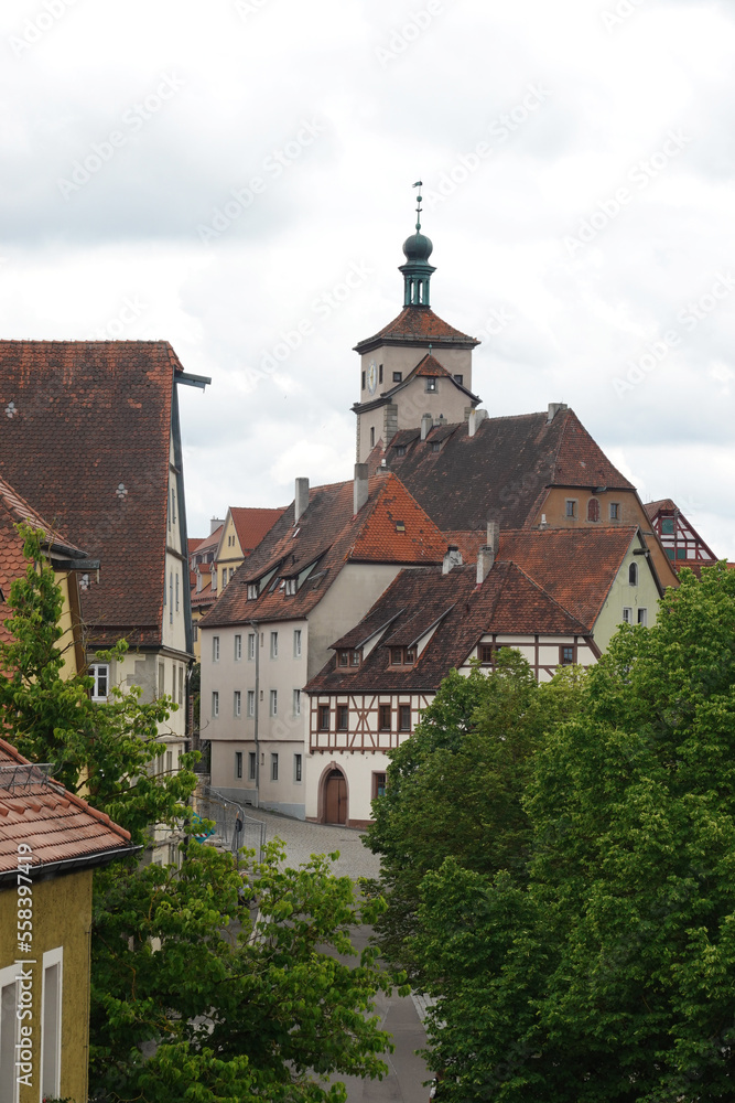 Old brick roofs in Rotenburg ob der Tauber, Germany	