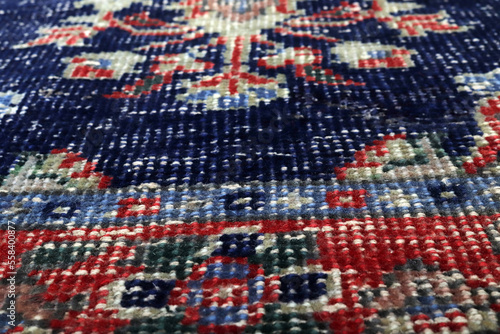 Textures and patterns in color from woven carpets