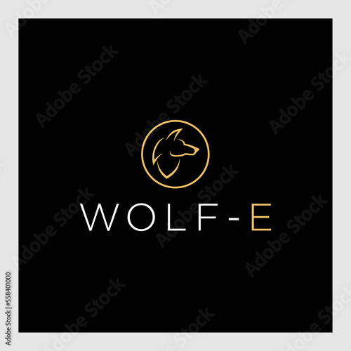 wolf flat minimalist line art logo template vector illustration design