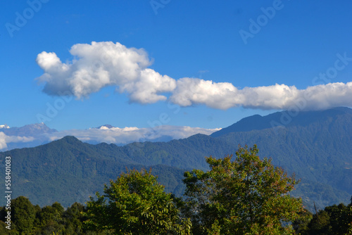 Himalayan mountain range with snowy peaks from Sikkim